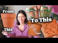 How to upgrade plain terra cotta pots 6 ways