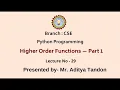 Python Programming Higher Order Functions Part-1 AKTU Digital Education