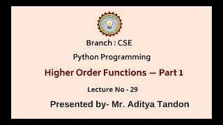 Python Programming Higher Order Functions Part-1 AKTU Digital Education