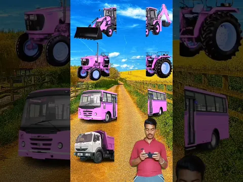 Pink tractor jcb bus truck #vfx #shorts #viralshort