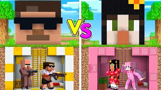 BOYS vs GIRLS UNDERGROUND BUNKER Build Challenge In Minecraft!