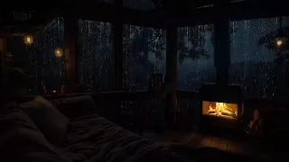 Fireplace Rain Sounds In A Forest Rain In Cabin Night For Deep Sleep And Relaxation 