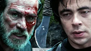 the iconic knife fight jones vs del toro the hunted