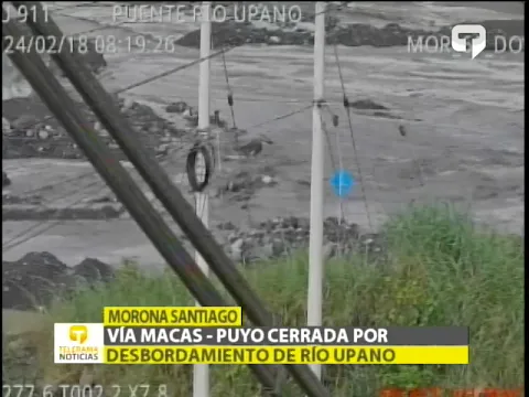 Vía Macas - Puyo cerrada por desbordamiento de río Upano