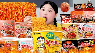 Mukbang Fire Spicy Noodles 불닭볶음면 6종 모음🍜 먹방 Buldak Spicy Fire Noodle PIZZA | HIU 하이유