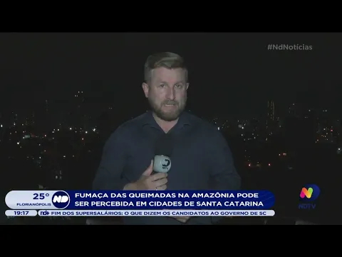 Fumaça das queimadas na Amazônia pode ser percebida em cidades de Santa Catarina