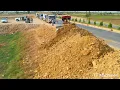 Download Lagu Excellent Work Great Team Work Dump Trucks \u0026 Dozer Push Stone Along High Way Road Fill New Land
