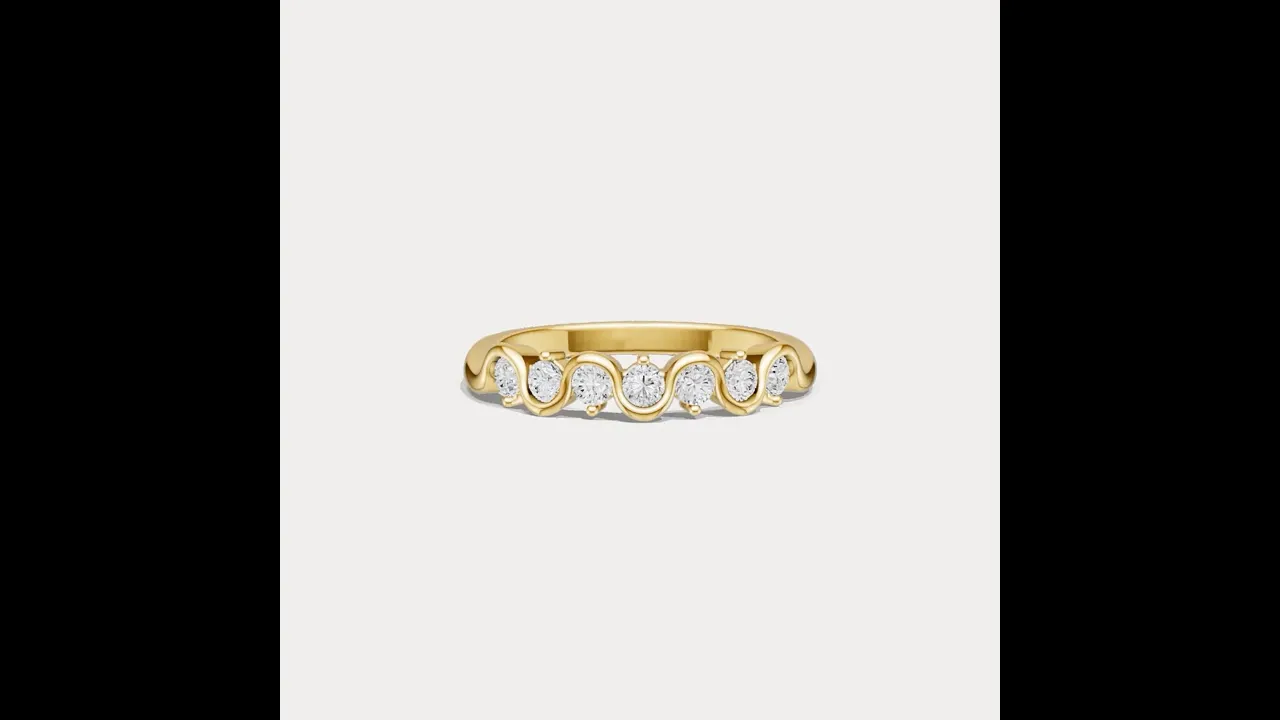 Round Lab-Grown Diamond Wave Half Eternity Ring in Sterling Silver
