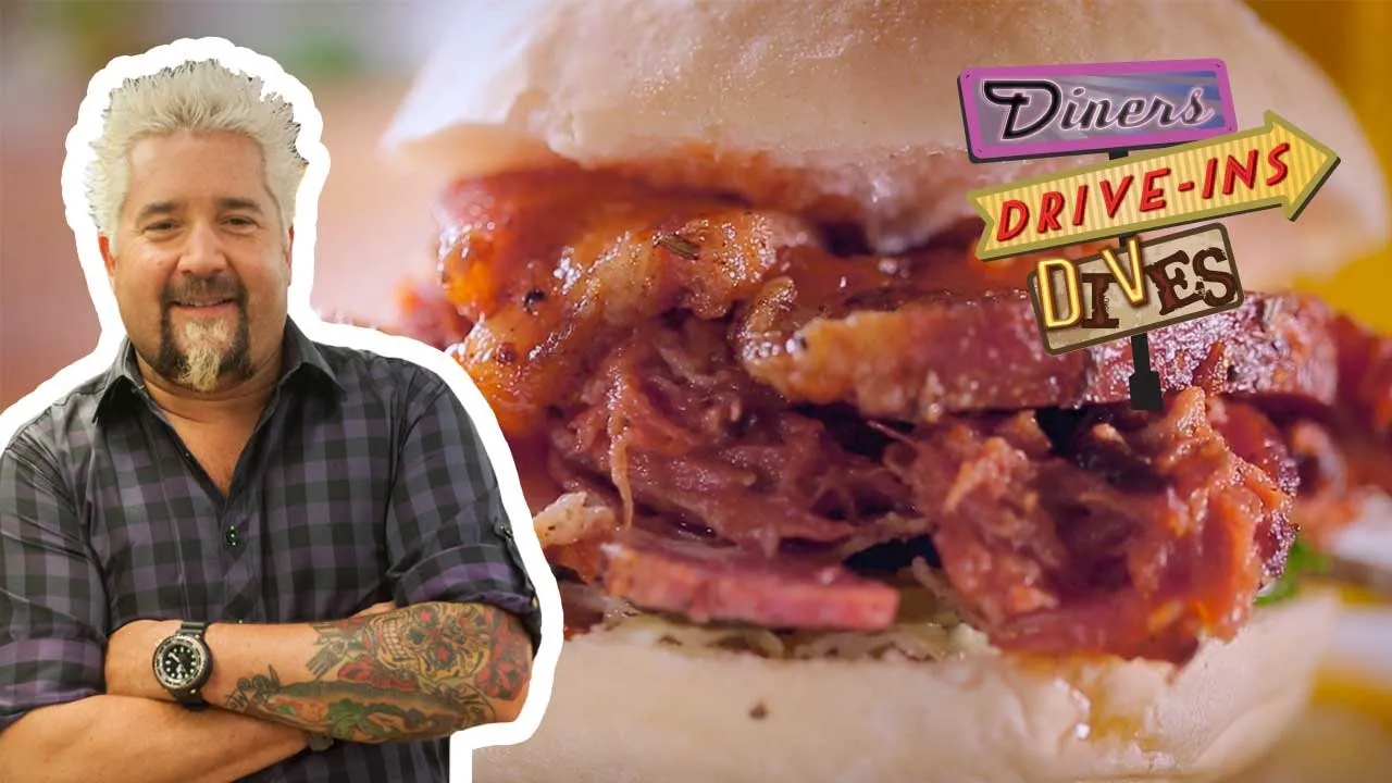 Guy Fieri Eats a Pork Belly & Capicola Sandwich | Diners, Drive-ins and Dives | Food Network