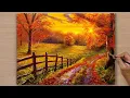 How to Draw Autumn Scenary Acrylic Painting STEP BY STEP