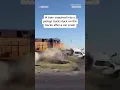 A crashed into a pickup truck after it got stuck on train tracks in Odessa