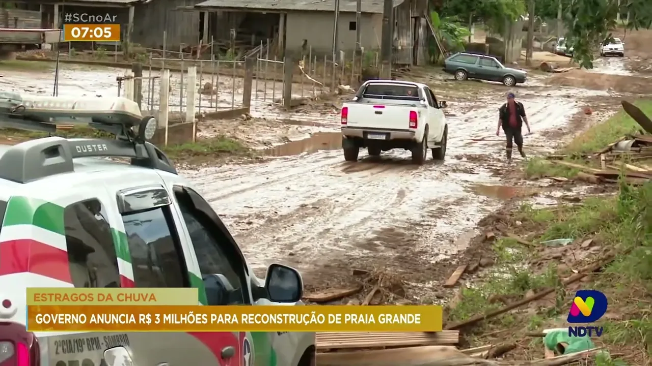Governador de SC libera R$ 3 milhões para auxiliar na reconstrução de Praia Grande