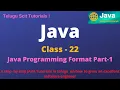 Java class - 22 JAVA Programmiing Format Part-1 Java Tutorial for Beginners