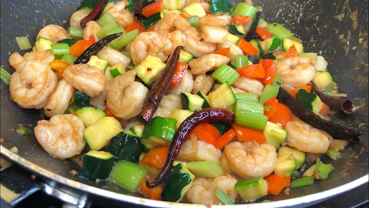 COMIDA CHINA KUNG PAO SHRIMP!! -CAMARON KUNG PAO