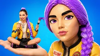 Desafio de Transformação de Guerreiras do K-Pop! Criamos uma Boneca GIGANTE da Rumi na Vida Real!