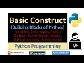 Python Fundamental constructs Variables Data Types Input Output Conditionals Loops