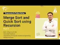 Merge Sort and Quick Sort using Recursion Part2 Programming For Problem Solving S Chand Academy