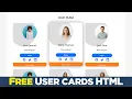 FREE User cards HTML template How to plus source code Quick programming tutorial