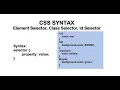CSS Tutorial - Element Class and Id selector