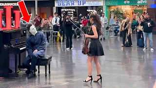 Michael Myers interrupted by Cat Woman at the airport Shocked crowd