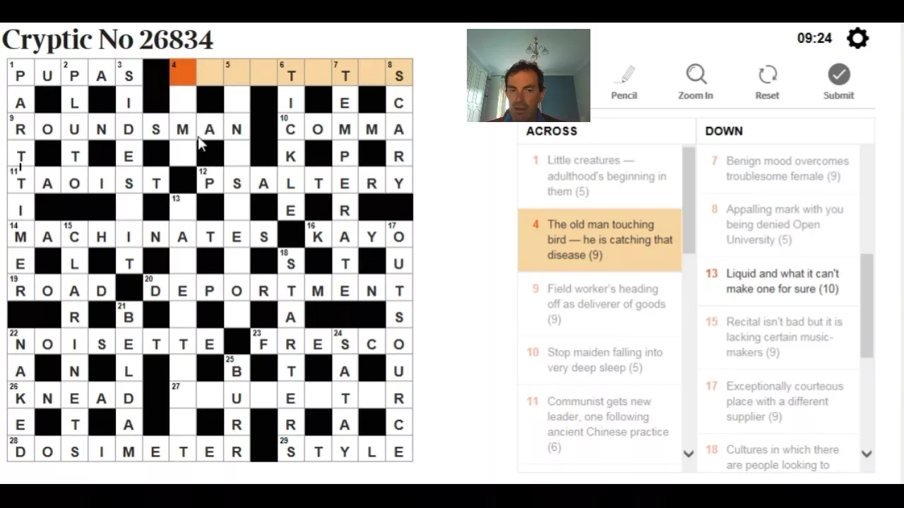 Solving The Times crossword on 19 September 2017