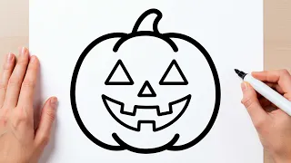 How to Draw a Halloween Pumpkin Step by Step | Easy Drawing for Kids & Toddlers