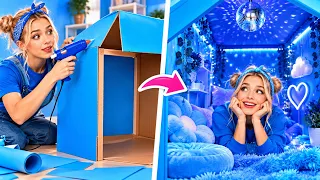 🏠🎨 BUILDING A SECRET ROOM IN ONE COLOR FOR 24 HOURS! Room Makeover by 123 GO!