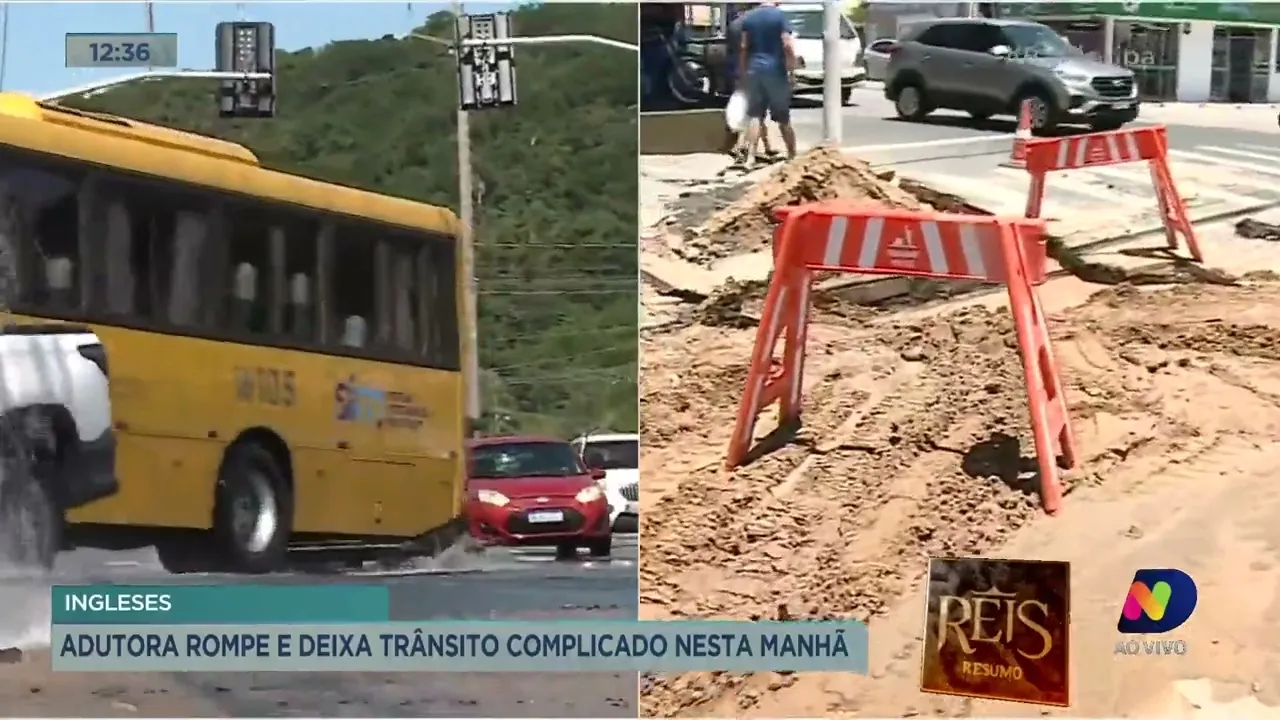 Adutora rompe e deixa trânsito complicado nesta manhã em Florianópolis