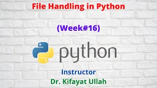 File Handling in Python Open Read Write Delete Operation Programming with Python Week