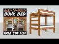 Heavy-Duty DIY Adult Bunk Bed Under 150 Lumber Free Plans