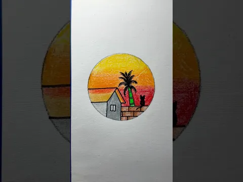 Simple circle scenery drawing step by step for beginners