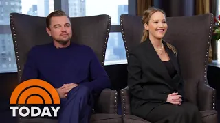jennifer lawrence and leonardo dicaprio discuss their new film don t look up 