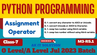 Python Class 7 Operators Python Operators Assignment Operator Assignment Operators python