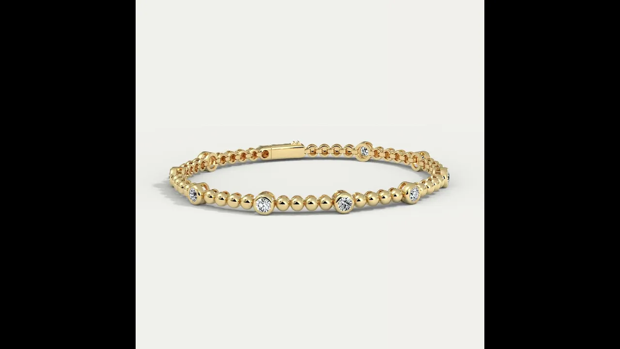 1 CTW Modern Beaded Lab-Grown Diamond Tennis Bracelet in Sterling Silver - Bezel Set