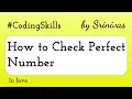How to Check Perfect Number in Java Coding Skills