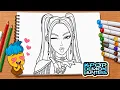 Mira Huntrix Coloring Page K-Pop Demon Hunters Fan Art Tutorial