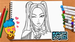 Mira Huntrix Coloring Page K-Pop Demon Hunters Fan Art Tutorial