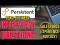 Persistent Systems Lead Engineer Experience Salesforce Interview Questions Nov 2021