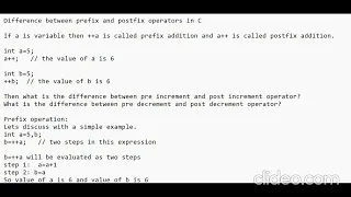 Difference between prefix and postfix operators in c versus operators in C
