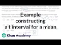 Example constructing a t interval for a mean Confidence intervals AP Statistics Khan Academy