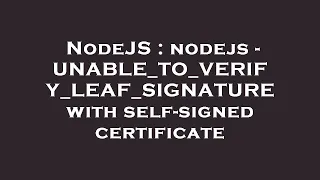 NodeJS nodejs - UNABLE