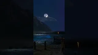 هدوء الليل والقمر 