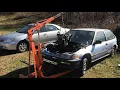 REVIEW 2 ton capacity foldable shop crane harbor freight pulling an engine