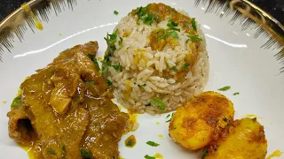لحم محمر فالمقلة😍بطاطا سوتي و ارز مزربع❤️