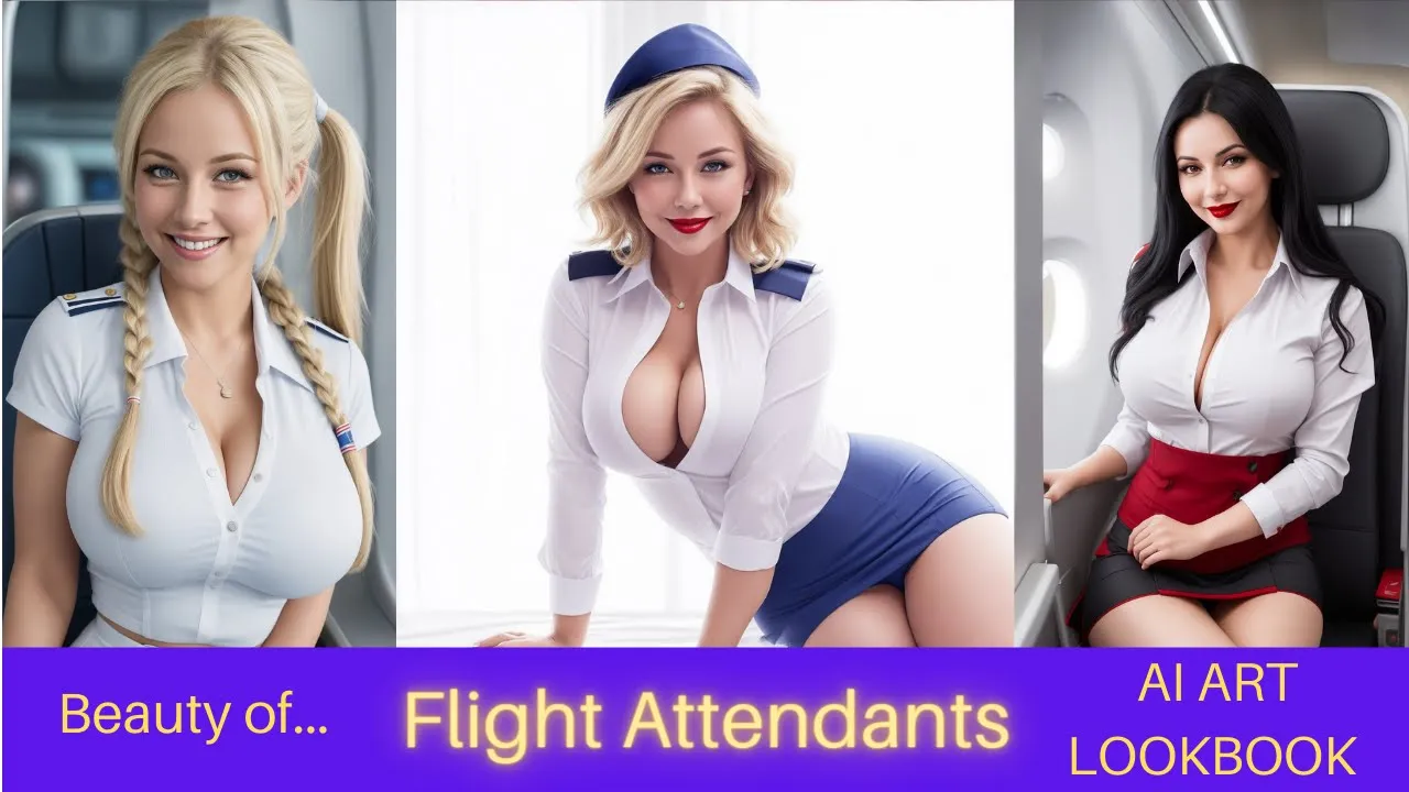 Beautiful Flight Attendants in Sexy Uniforms (AI Art Lookbook)