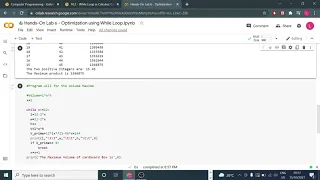 Optimization using While Loop