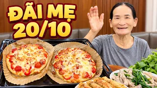 Đãi Mẹ Tính tiệc 20/10 tại nhà: Trâm tự làm pizza hải sản ngập topping siêu chất lượng!