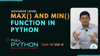 Python Unit16- 4 Max function in python Min function in python In Hindi Neeraj Sharma