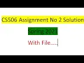 Cs506 assignment no 2 solution spring 2021