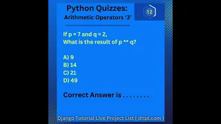 Python Quizzes Arithmetic Operators